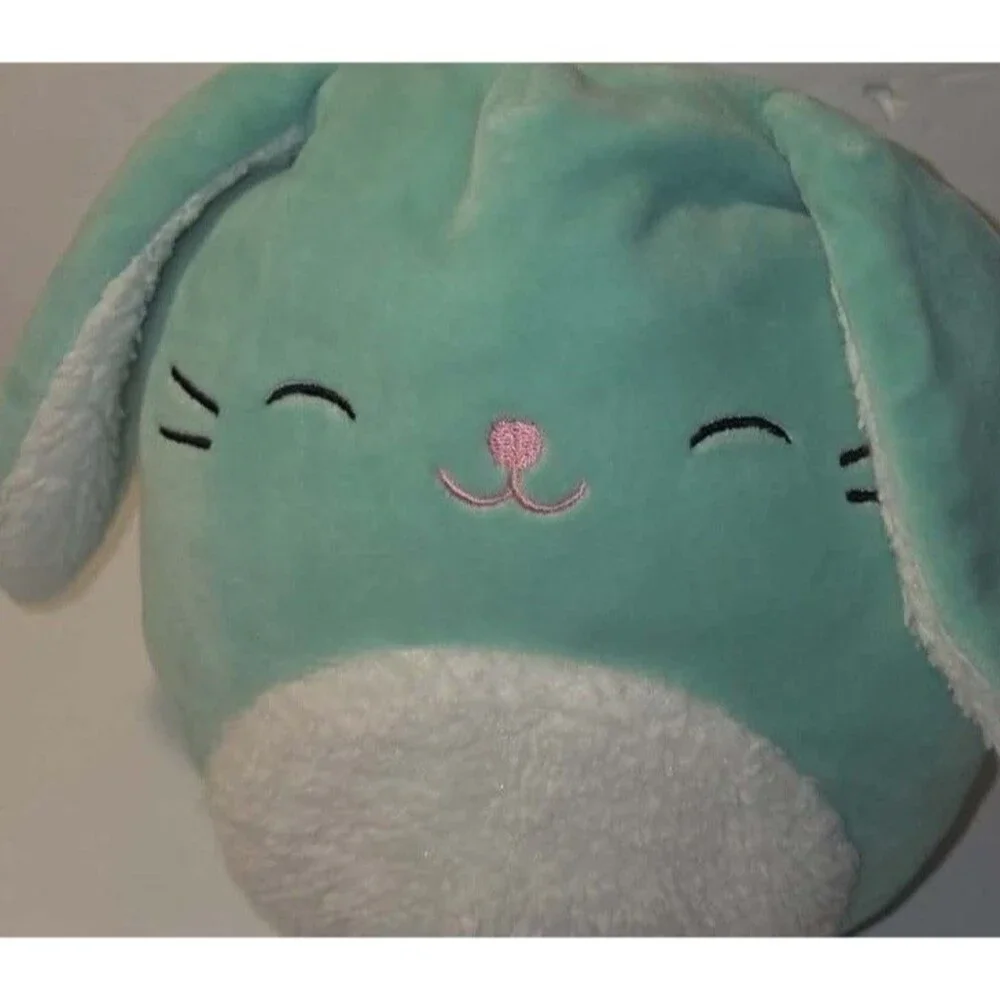 Squishmallows 8” Sammy Teal Happy Green Bunny w/ Fur - 2021 Easter Collection